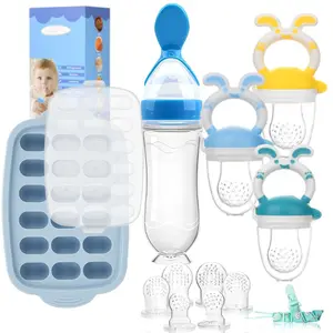 Mothers Day Gift Baby Breastmilk Popsicle Molds & Baby Fruit Feeder- Silicone Food Freezer Tray Storage Containers,Infant Food Pacifier Feeder and Teether for Babies Easter Bunny Gifts for Boys and Girls