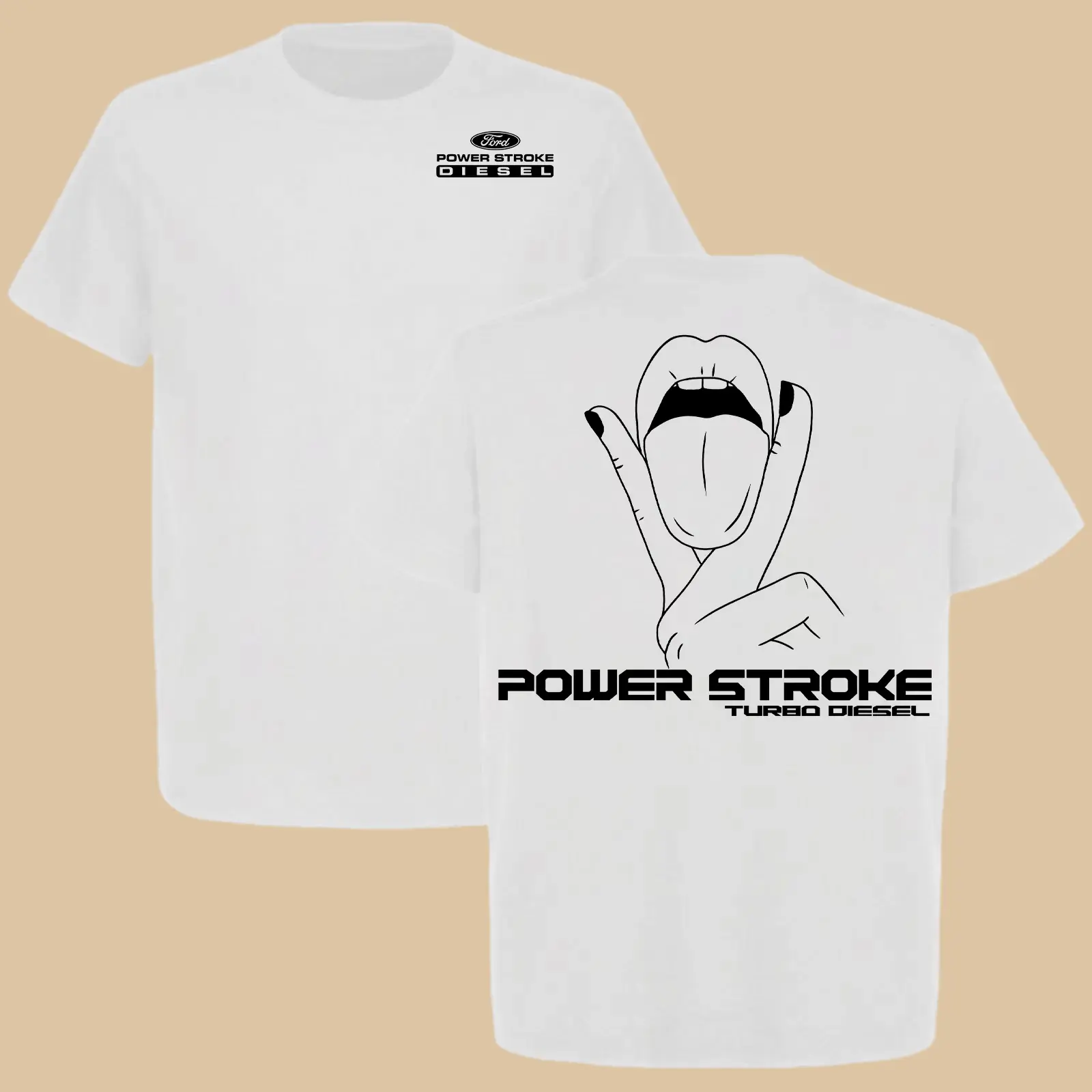 180g[100%cotton]LIMITED EDITION Power Stroke Turbo Dsel Attitude Graphic 2 Sided T-shirt, Diesel Power Shirt, Perfect For Diesel Truck Enthusiast