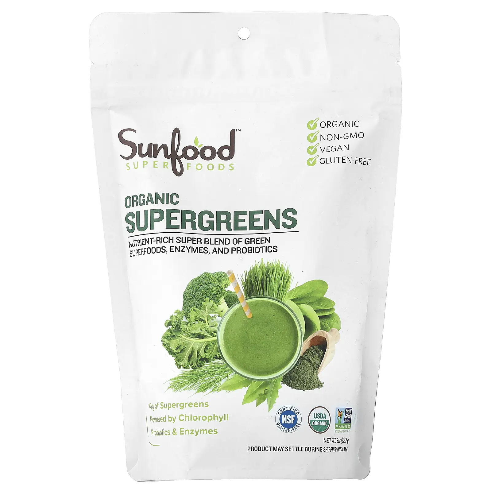 Sunfood Organic Supergreens, 8 oz (227 g)