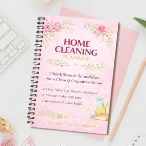 Home Cleaning Planner Notebook – Daily Weekly Monthly Schedule & Chore Checklist Organizer for Women & Adults, Durable Spiral Binding, Easy-to-Use Layout, Perfect for Home Organization - Kitchen, Utensils