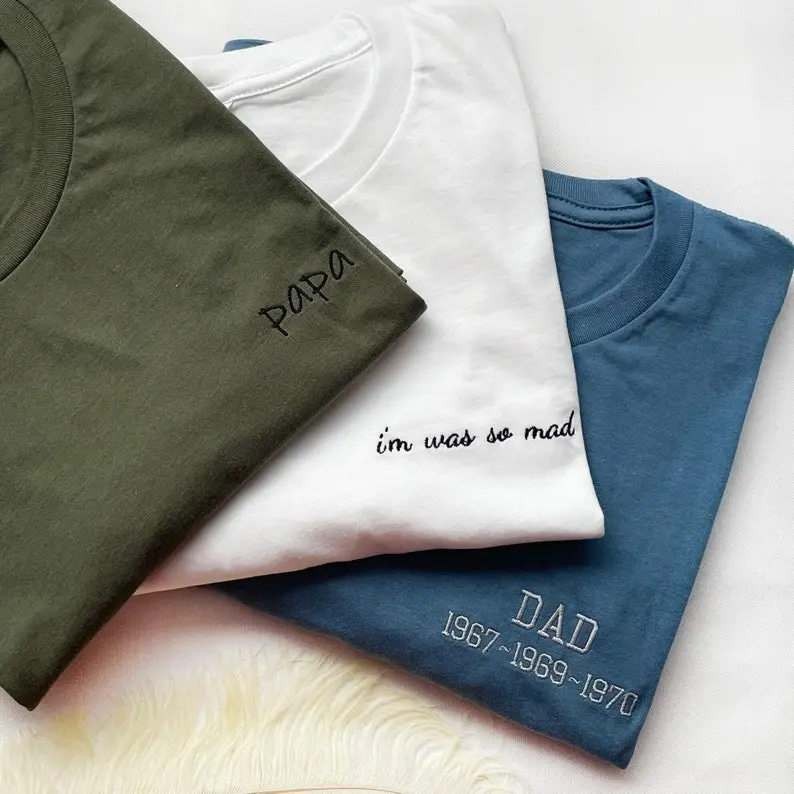 Custom Embroidered T-Shirt, Short Sleeve Personalized Tee, Weddings, Gifts, Matching, Friends, Men's, Women's, Kids Embroidered Shirt, Women Graphic Tee