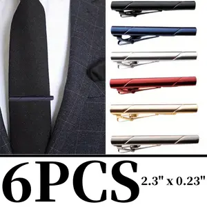 6PCS Tie Clips for men Tie Bar Clip Set for Regular Ties Necktie Wedding Business Tie Pin Clips