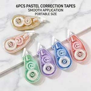 6pcs Transparent Correction Tape Set, Multi-Color, Smudge-Free, Lightweight & Creative, Anti-Drop Silent Design, Essential Stationery, Ideal for School & Office, Perfect Gift
