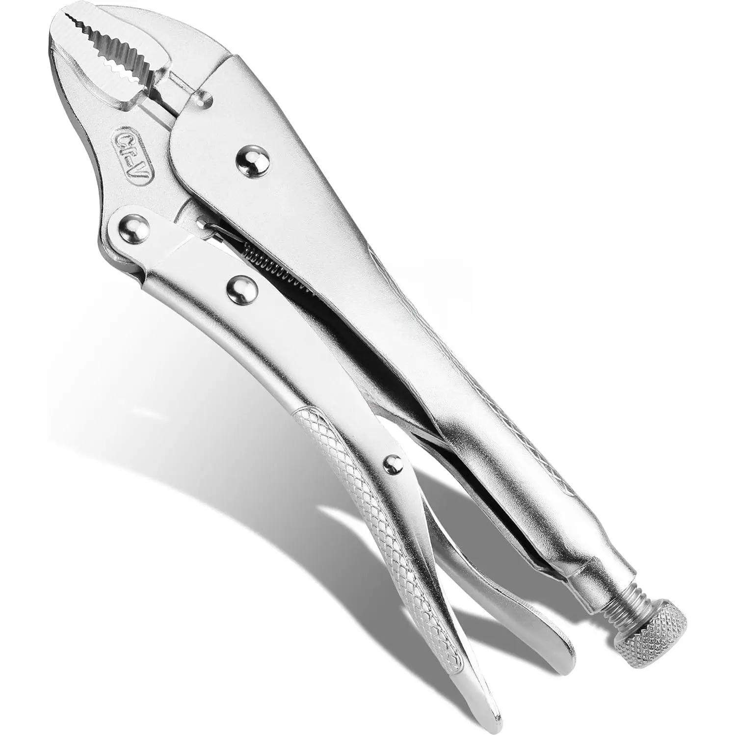 7in Chrome Vanadium Steel Locking Bent Pliers - Hand Tools with Wire Cutters, Adjustable Metal Vise, High Precision, Heavy Duty for Clamping, Twisting, Maximum Durability, 2'' Maximum Opening