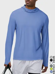 Men's Sun Protection Hoodie Shirt UPF 50+ Long Sleeve UV SPF T-Shirts with Mask Rash Guard Fishing Lightweight#SummerVibes