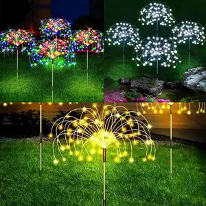 60/90/120/150/200/240 LED Solar Fireworks Lamp Outdoor Grass Globe Dandelion Flash String Fairy lights For Garden Lawn Holiday