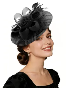 1PC Fascinators Hats for Women - 2026 Tea Party Cocktail Fascinator Flat Kentucky Vintage Funeral Derby Hat,Easter, the carnival season, the horse racing season, church hat, Fitted Cool Hats