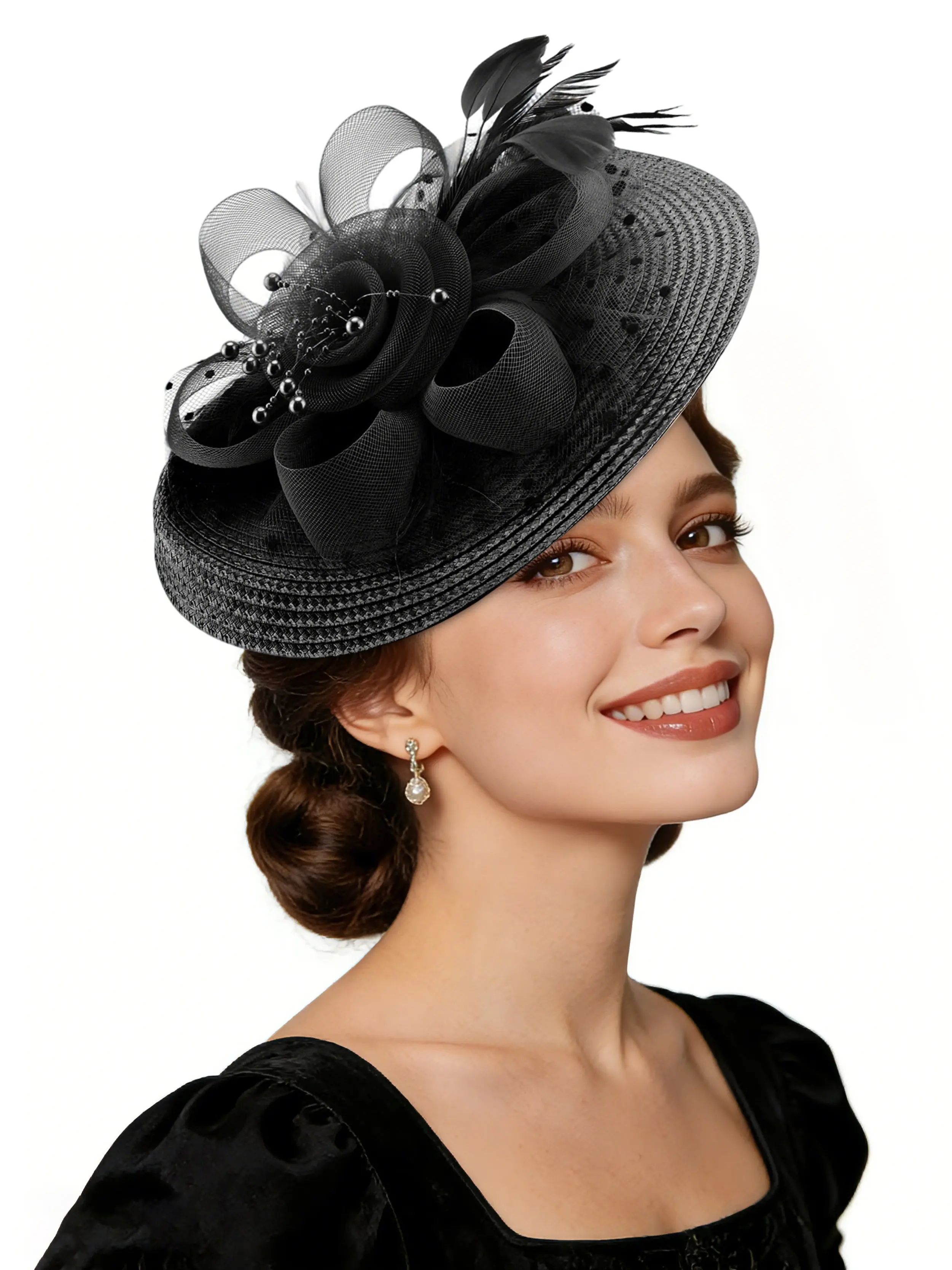 1PC Fascinators Hats for Women - 2026 Tea Party Cocktail Fascinator Flat Kentucky Vintage Funeral Derby Hat,Easter, the carnival season, the horse racing season, church hat, Fitted Cool Hats, Dress Up Hat