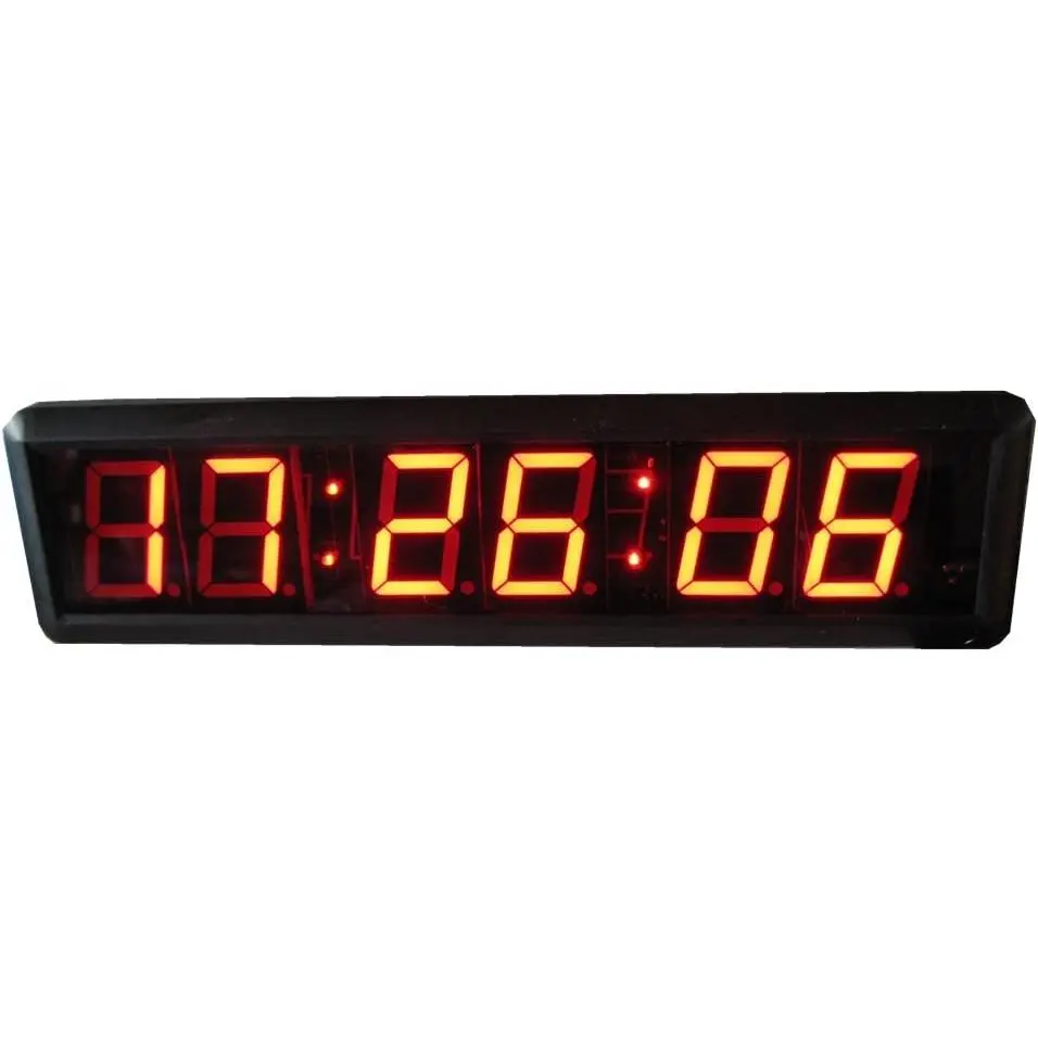 AZOOU 1.8-in Red LED Digital Sports Timer - Wall-Mountable Aluminium Countdown/Up Clock with 12/24-Hour Hours, Minutes, Seconds Display (Digital Clock)