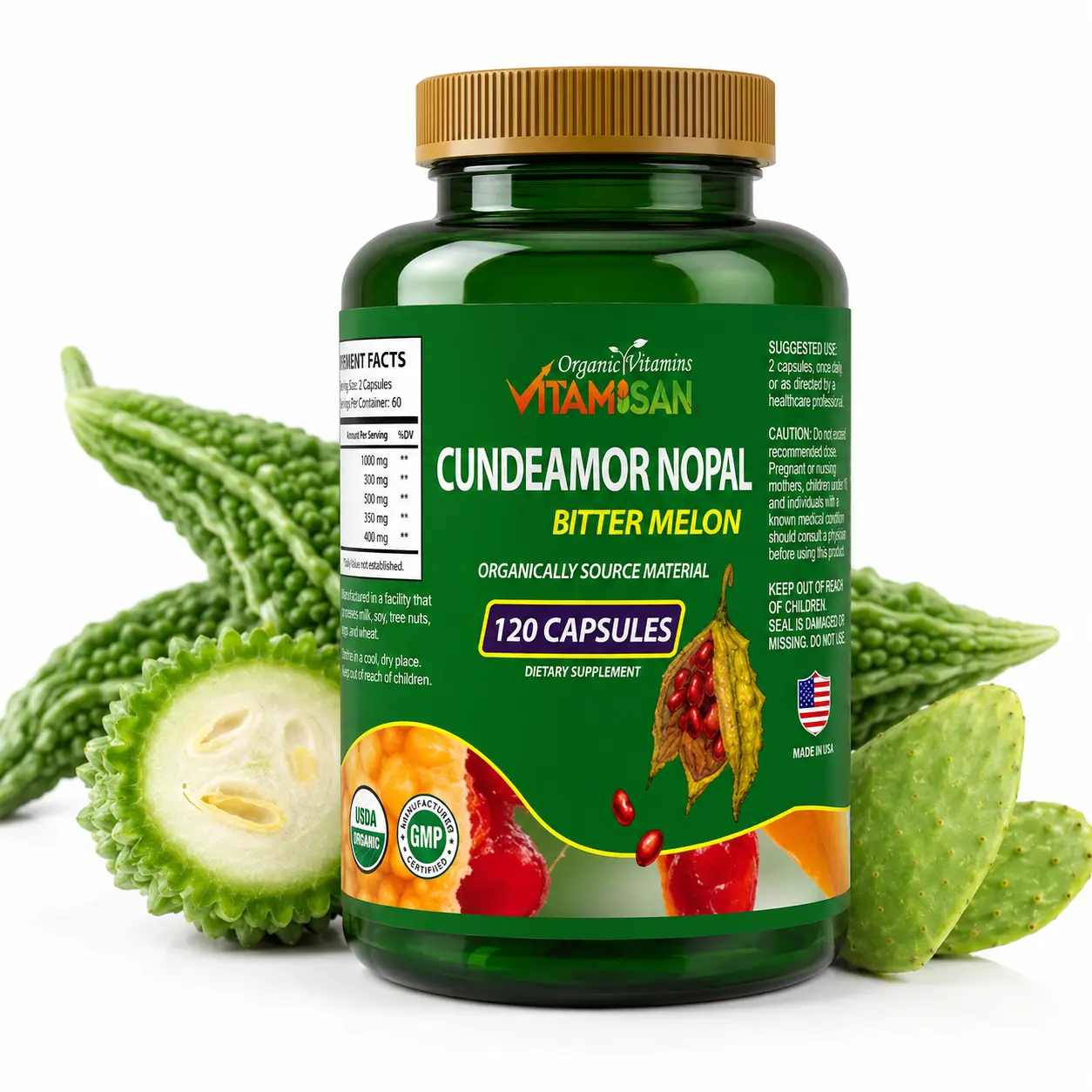 Bitter Melon low Sugar Balance Support 1600 mg 120 capsules Cundeamor