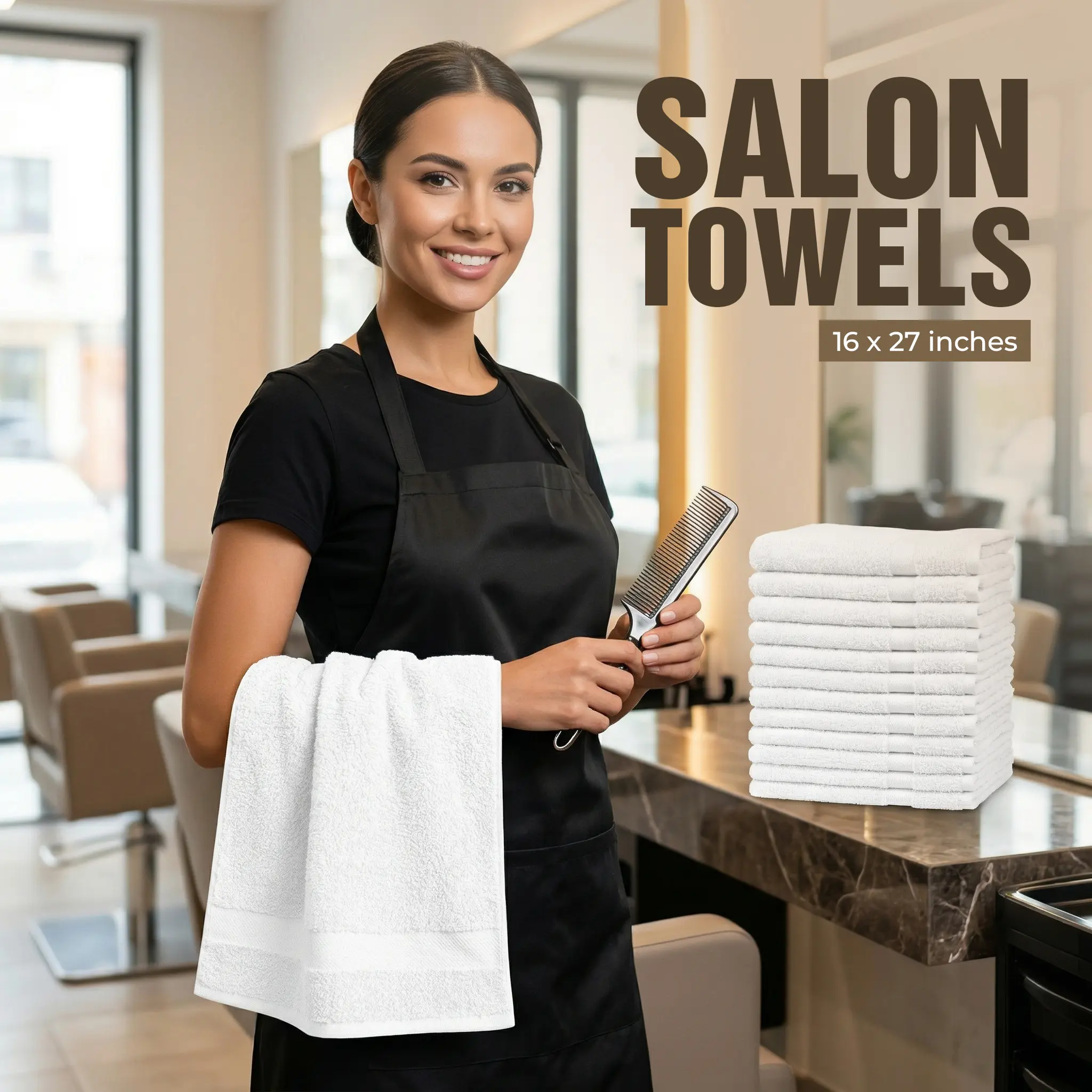 Utopia Towels 24-Pack Salon Towels – Soft, Super Absorbent Cotton (16” x 27”), Perfect for Gym, Spa & Hair Care, Hair Towel Wrap, Absorbing Bath Towels