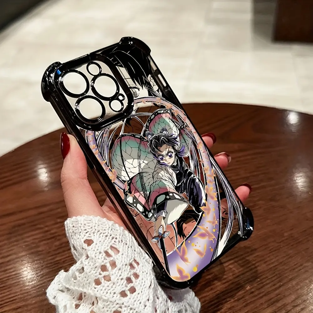 Shinobu Kochō Demon Slayer Anime Smartphone Case - Animal-Themed, Anti-Fall Transparent Soft Back Cover for iPhone 17,16e,16,15,14,13,12,11,Pro,Pro Max,X,XR,XS Max,8 - Handheld Cellphone Protection Accessory, Devices
