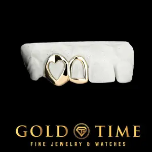 Custom Made to Order Double Caps Grillz - Open Face , Heart Cut Out