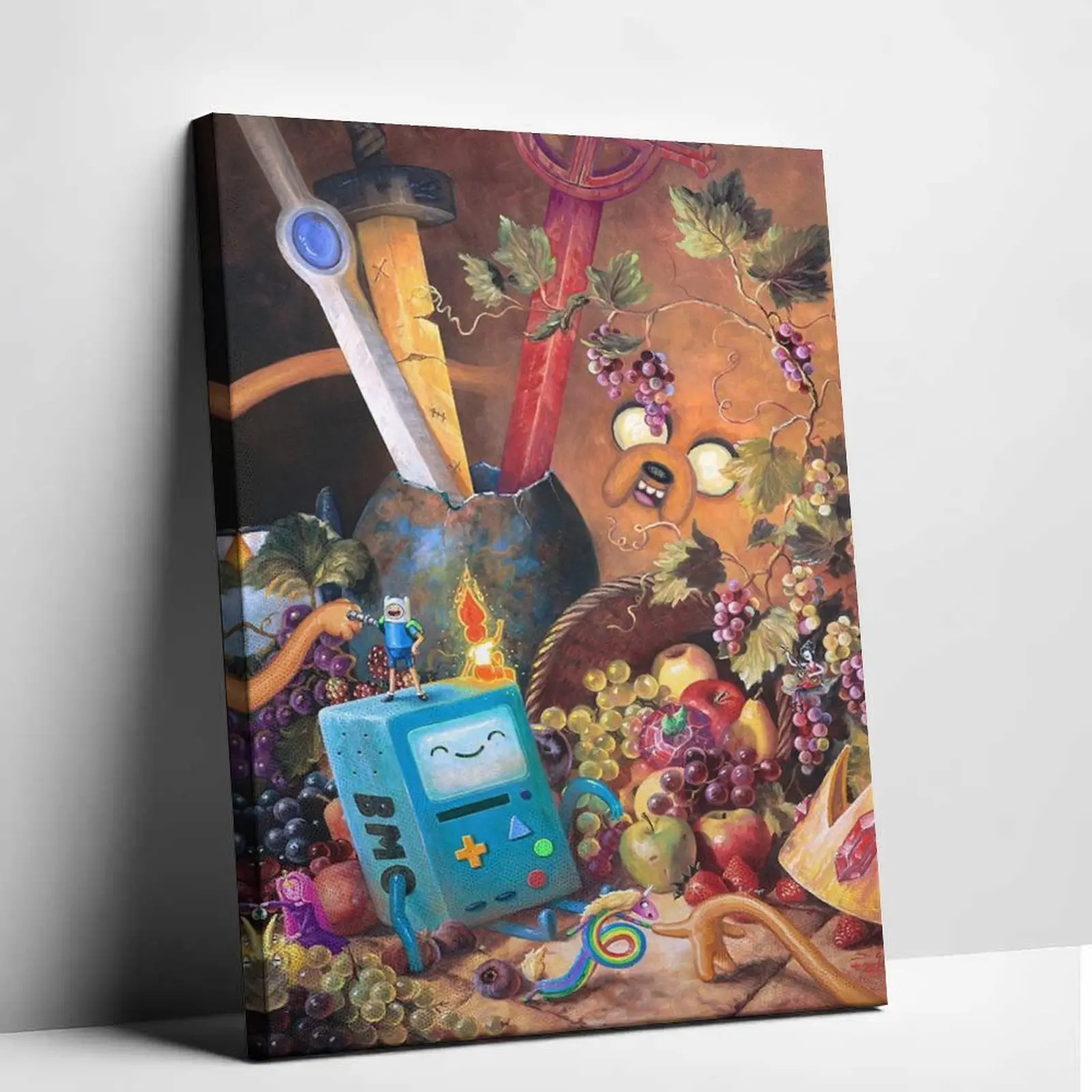 "Adventure Time My Art Is A Weapon" Painted Cartoon Print Wall Decor - 1-Piece Multi-Size Waterproof UV Canvas Poster, Unique Gift for Fans, Modern Home Office Room Aesthetic Decor