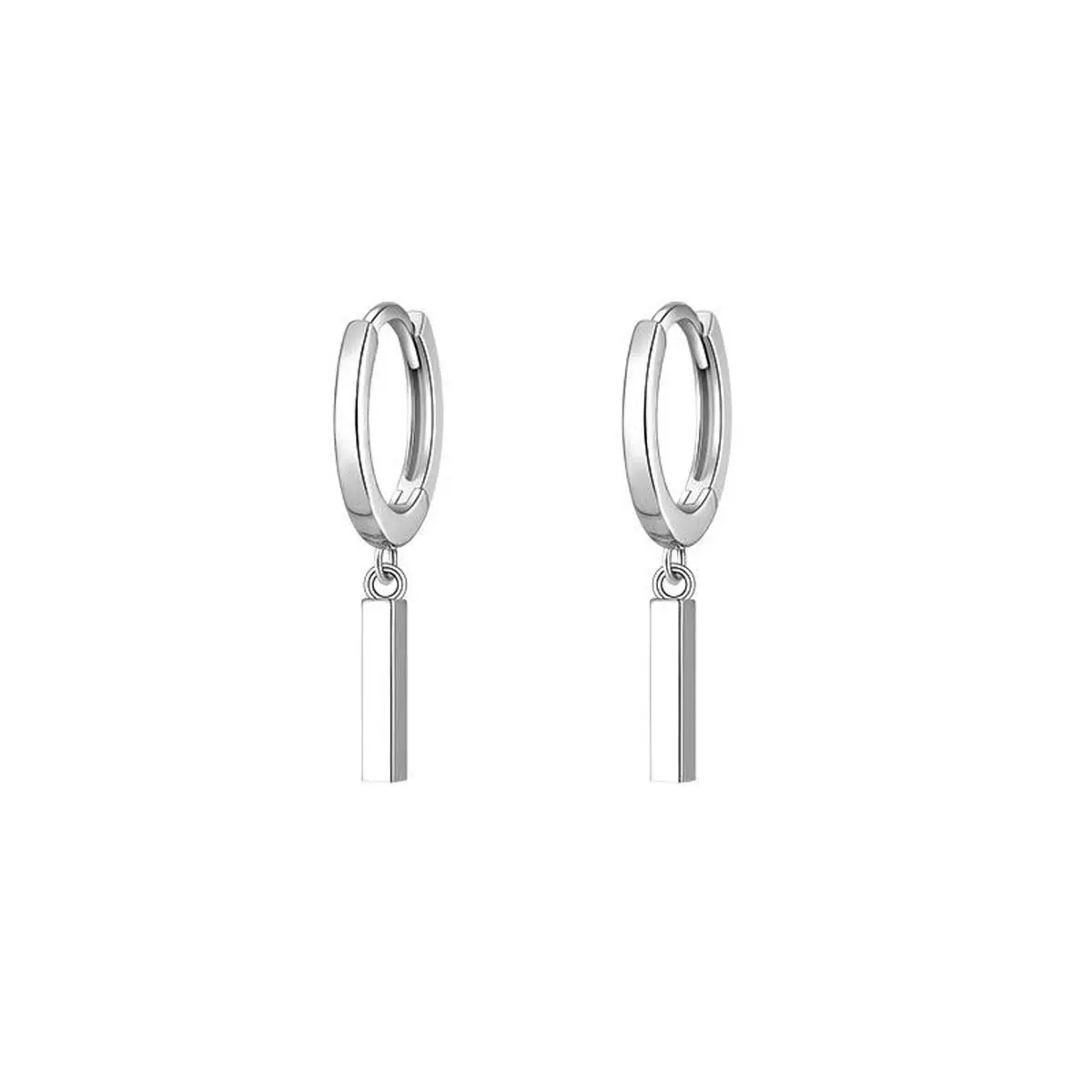 Minimalist Bar Earrings for Women, Small Silver-Tone Alloy Studs with Synthetic Coloured Gemstones, Lightweight Daily Wear Jewelry, Minimalist Bar Design, Casual, Female, Elegant, Synthetic/Simulated Coloured Gemstone, Bar Shape