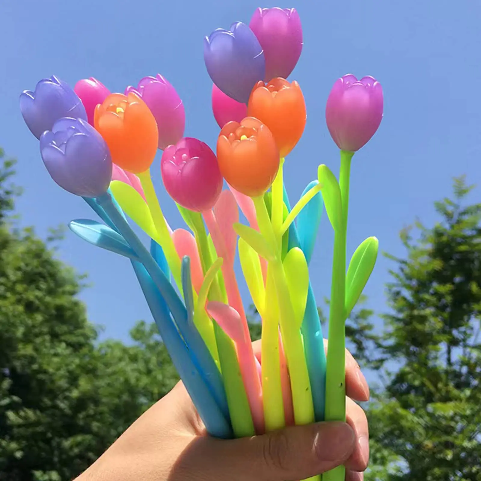 Random Color Tulip Shaped Ballpoint Pen, 5/10/20/60/150pcs Creative Ballpoint Pen Set, Writing Pen for School Home Office, Writing Stationery, Gift for Classmate, Cute Pen, Aesthetic Pens