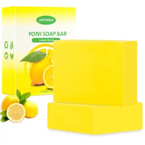 Yoni Bar Soap, 2 PCS Organic Yoni Wash Yoni Soap Bar for Women Ph Balance Feminine Wash, Natural Vaginal Body Bath Soap Deodorant Moisturizing, Lemon Handmade feminine soap