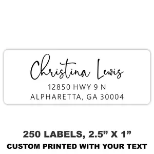 Address Labels - White Personalized Name Stickers, Custom Printed Return Mailing and Shipping Labels for Envelopes, Packages, Business, Home Use - Signature Script