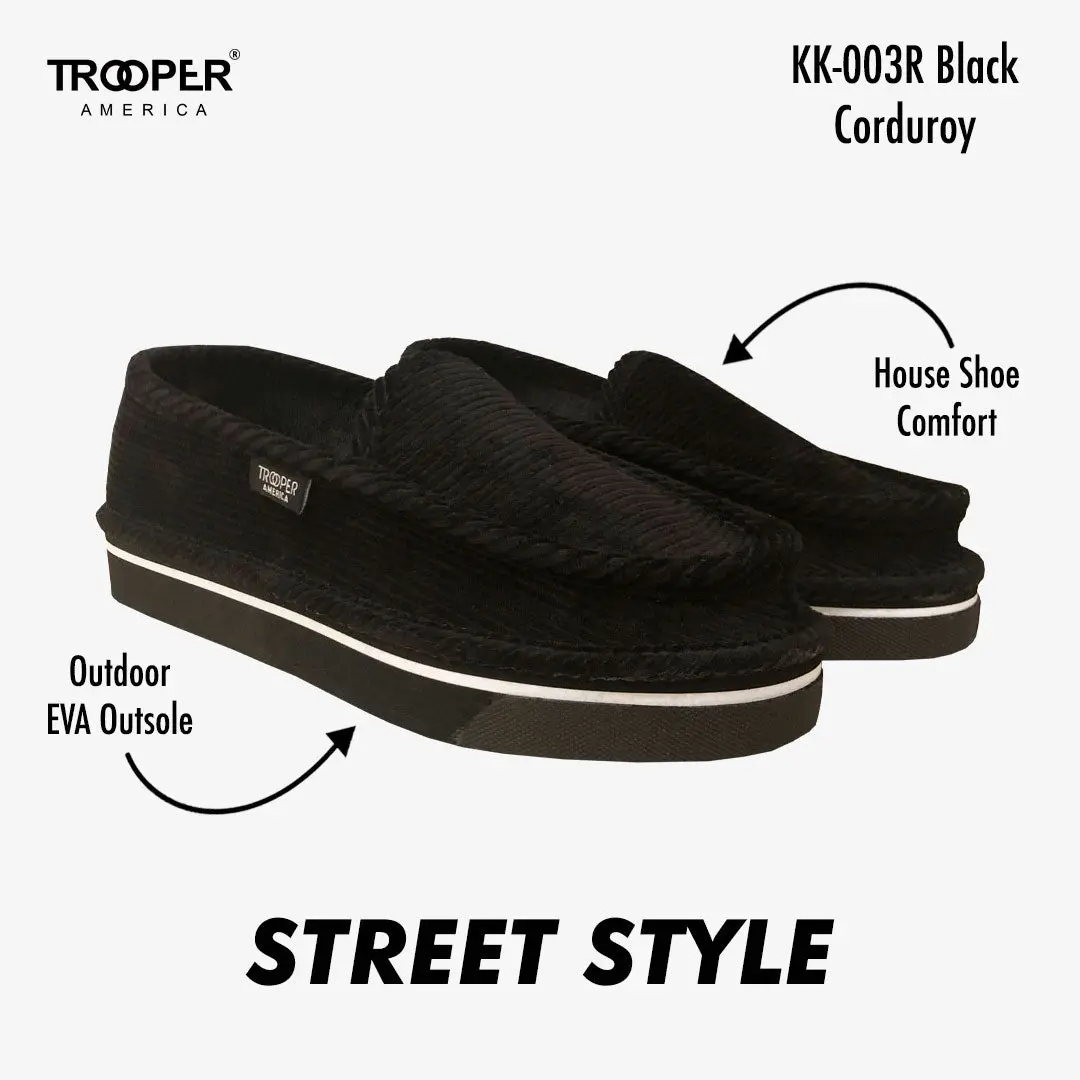 KK-003R Black Corduroy Street Style - Southern California SKATEBOARDING SLIP-ON SHOE 🌴🛹🤙