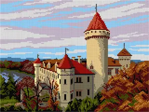 Needlepoint canvas for halfstitch without yarn  The Konopiste Castle 3582J