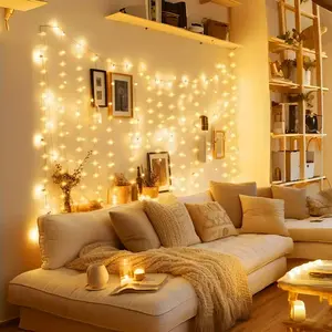 LED Curtain String Lights with 8 Modes and Remote Control, USB Powered with Timer and Dimming Features for Wedding, Party, Garden and Bedroom Decor, Led Dimmable, Led Ambient Light