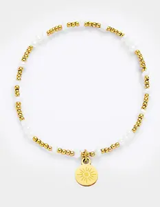 MAUKA  Womens Mixed Gold & Pearl Beaded Bracelet, Multi-Colored