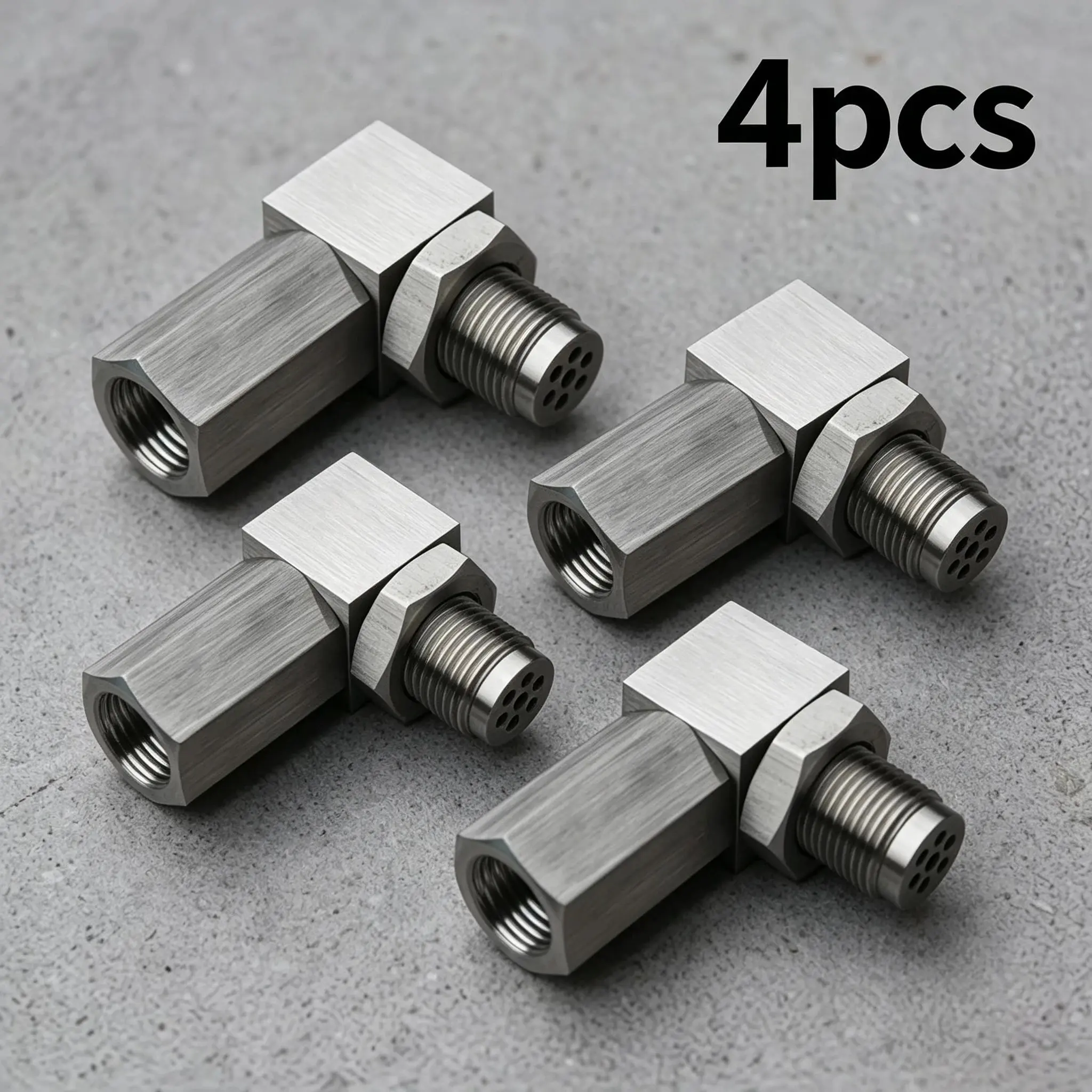 4-Pack Precision Threaded Filter Adapters, 90-Degree CNC Machined Metal 90° Elbows, Universal Mechanical Hardware Fittings