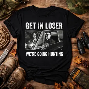 Get In Loser We’re Going Hunting Supernatural Vintage T-Shirt, Supernatural T-Shirt, Dean Winchester And Sam Winchester TShirt, Retro Movie Tee