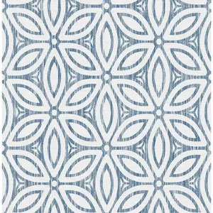 NuWallpaper Blue Hepatica Petal Peel and Stick String Wallpaper: Removable Abstract PVC for Bathroom, 30.75 Sq Ft Coverage