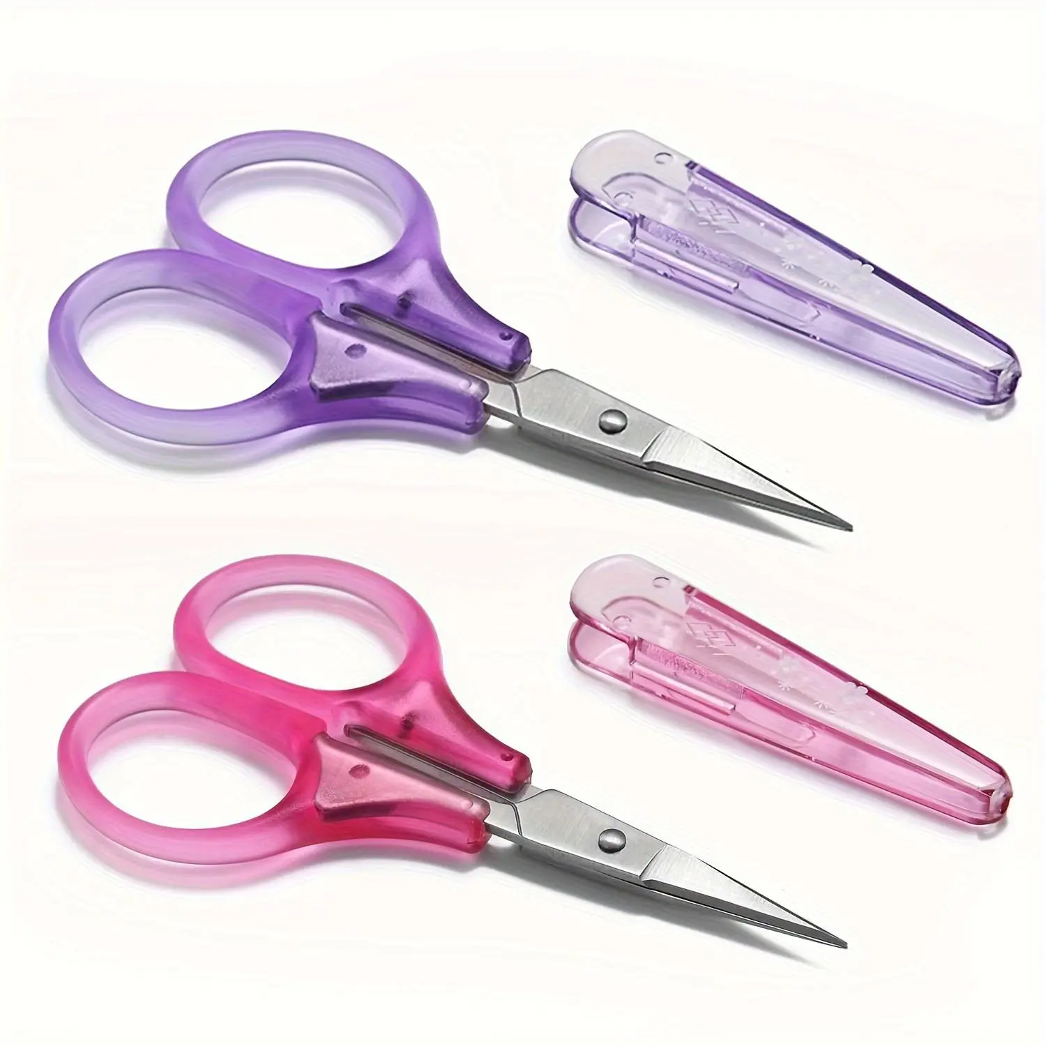 Travel Scissors for Crafting & Sewing, Crafting Sewing Tools, Sewing Supplies Crafts, 2 Counts Portable Mini Scissors with Blade Guards, Airplane Safe & Portable Sewing Tool Kit