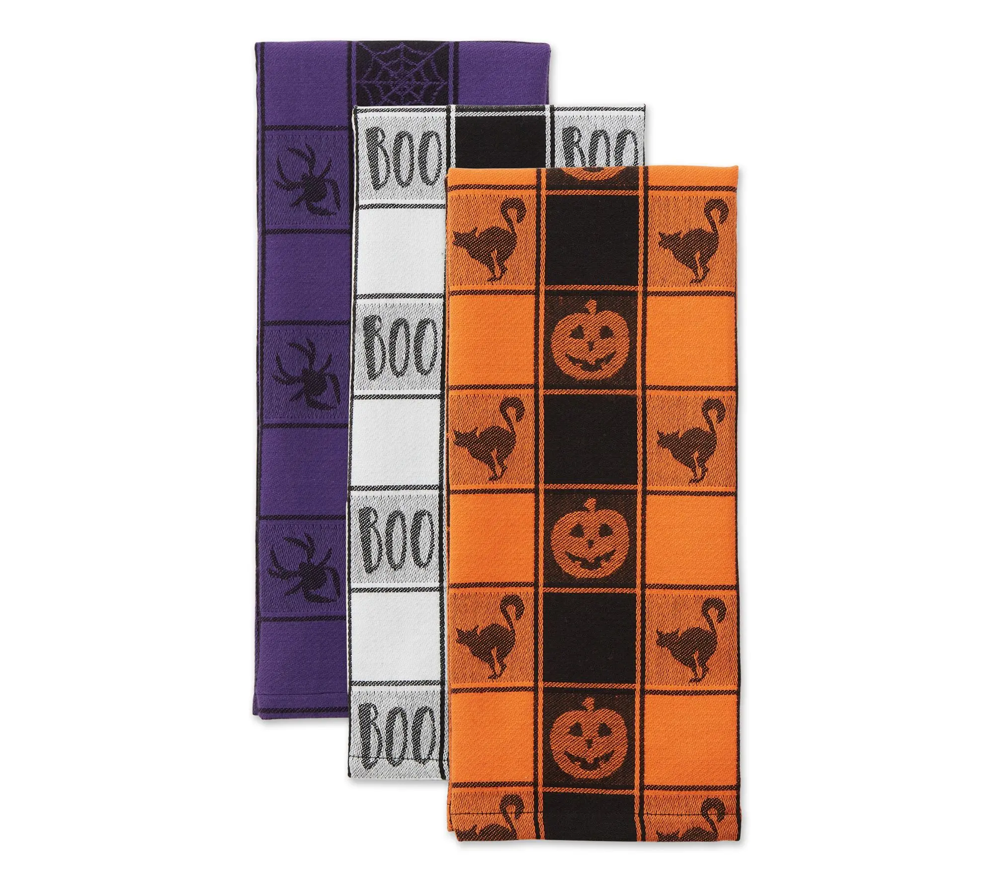 Design Imports Halloween Checkered Jacquard Kitchen Towel Set