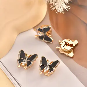 2-Pack 3D Rhinestone Butterfly Button Covers | No-Sew Shirt Accessory & Style Hack