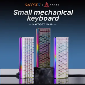 AJAZZ NK68 Mechanical Gaming Keyboard Hot Swappable LED Strip 68 Keycaps Wired Connection Red Switches RGB LED Light Box
