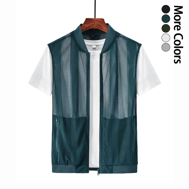 Men's Light Mesh Breathable Waistcoat - Menswear Top, Vest Style Waistcoats & Gilets, Summer Outdoor Fishing/Casual Wear, Lightweight, Layerable, Single Vest Piece (No Short Sleeves)