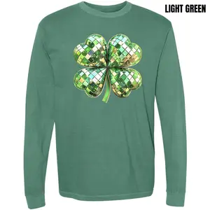 Shamrock Disco Ball Comfort Colors Long Sleeve T-Shirt 'NLB'