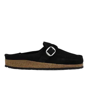 BIRKENSTOCK Womens Buckley Shearling Suede Leather Clogs Casual - Black