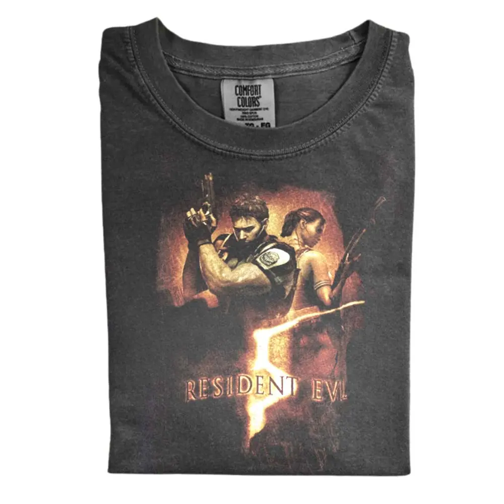 The Vintage Resident Evil 5 Comfort Color Shirt, Chris Redfield and Sheva Alomar Shirt, Gift for Men, Gift for Women, Crew Neck T-shirt, Trending T-shirt