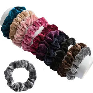 Valentine's Day Gift 10Pack Velvet Scrunchies, Elastic Flannelette Hair Bands and Hair Ropes for Women, Trendy Hair Accessories