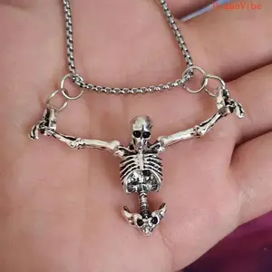 Women's Punk Style Skull Pendant Necklace - Gothic, Edgy, Artistic Statement, Alternative, Casual Style Necklaces - Retro Personalized High-End Luxury Daily Wear Costume Jewelry, Gothic Necklaces