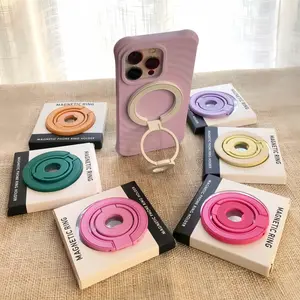 Multi functional magnetic mobile phone ring buckle holder suitable for all models with magnetic plates, multi-color optional portable folding phone holder Magnetic Phone Grip, Cell Phone Mount, Magnetic Stand, Accessories