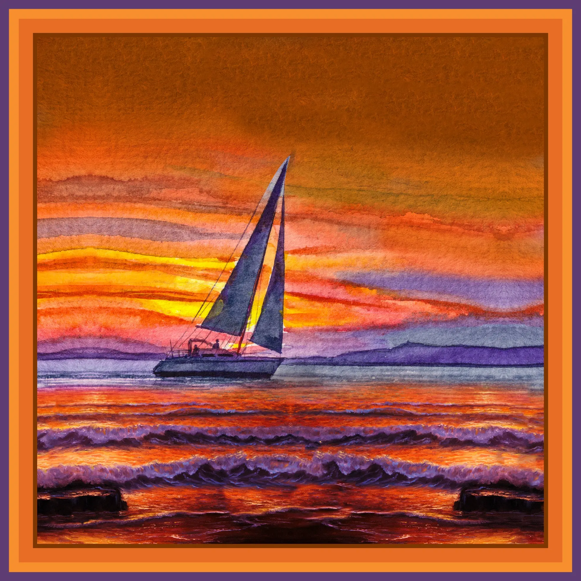 100% Mulberry Silk Scarf - Sunset
