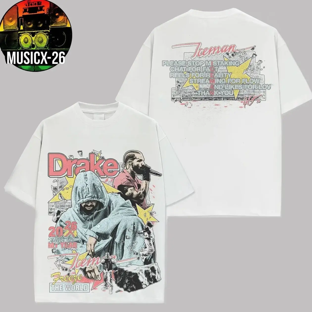 [X-26] Drake - Ice Man Graphic 2026 V2 For Team Drizzy High-Quality Cotton T-Shirt, Drake Drizzy Fan Graphic Tee, Ice-Man RVW