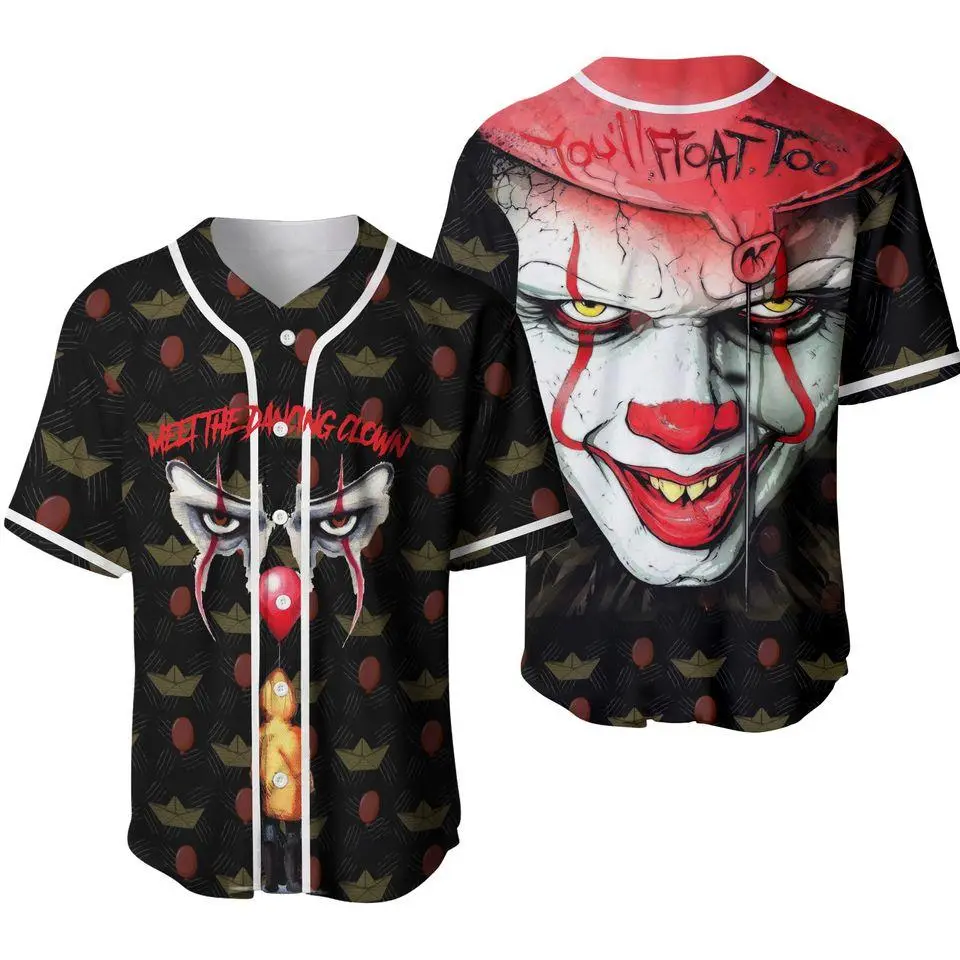 Meet The Dancing Clown You’ll Float Too Horror 3D Baseball Jersey Shirt, Horror Movie, Gothic Horror Sports Outfit