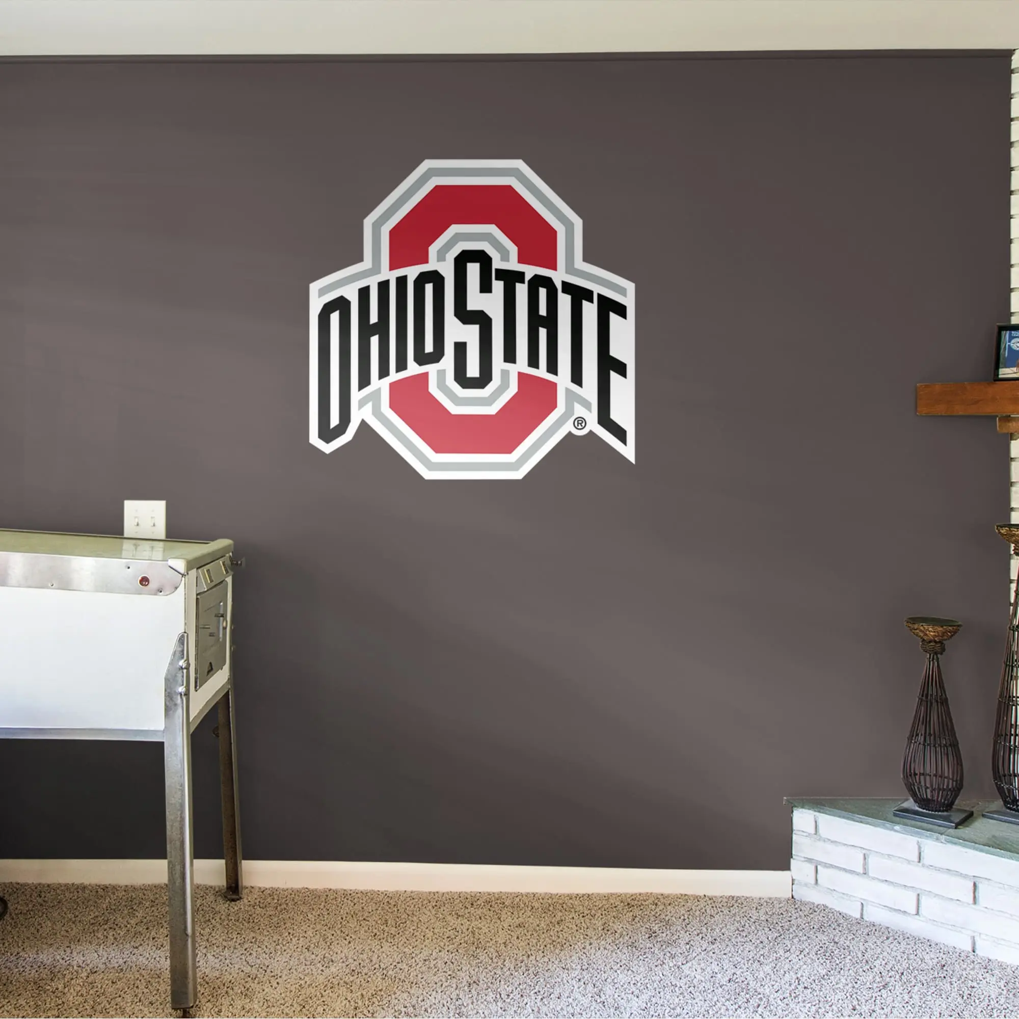 Official NCAA Ohio State Buckeyes Bold Die-Cut Edge Reusable Vinyl Wall Decals - RealBig Logo Collection Adhesive Stickers for Home Decor