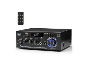 AK45 Stereo Audio Amplifier,300W Home 2 Channel Wireless Bluetooth 5.0 Power Amplifier System, Home Amplifiers FM Radio, USB, SD Card, with Remote Control Home Theater Audio Stereo System