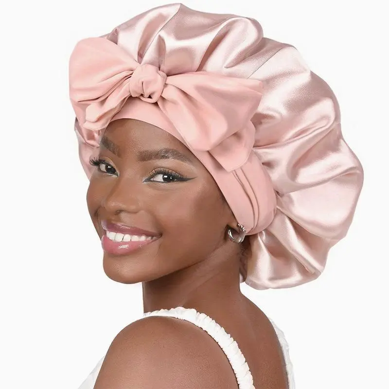 Women's Heatless Satin Wide Band Sleep Hair Bonnet - Elastic Adjustable Reversible Satin-Elastane Cap (50g, Normal Fabric, Softness), Gym/Yoga Ready, Unscented, 1 Size Fits Most, Adults' Hair Styling Accessory, Dark Green Haircare Gift