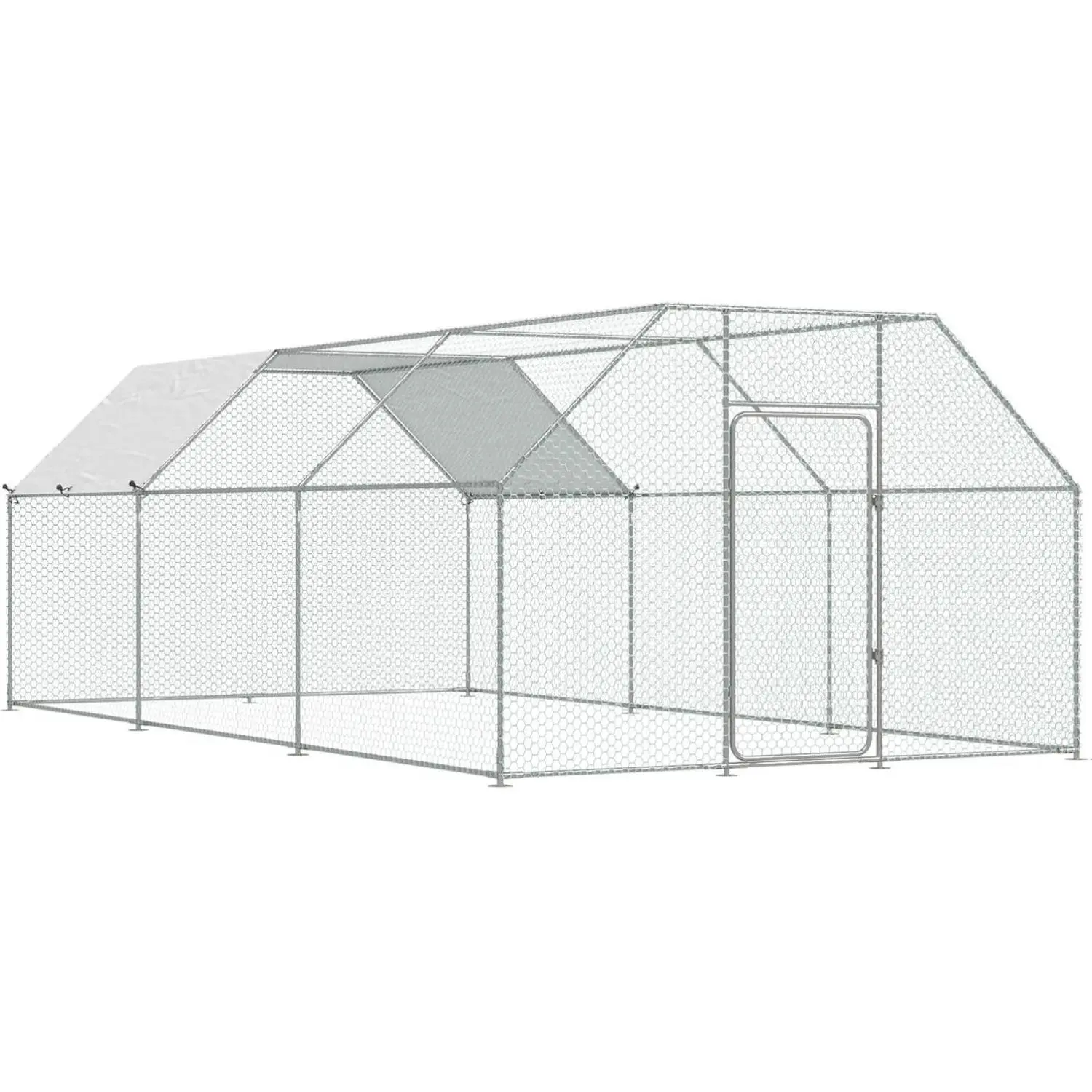 AECOJOY Extra Large Metal Chicken Coop Run for Yard with Cover, Walk-in Chicken Pen for Outdoor, Backyard, and Farm, Hen Cage House Suitable for 15-20 Chickens and Other Poultry