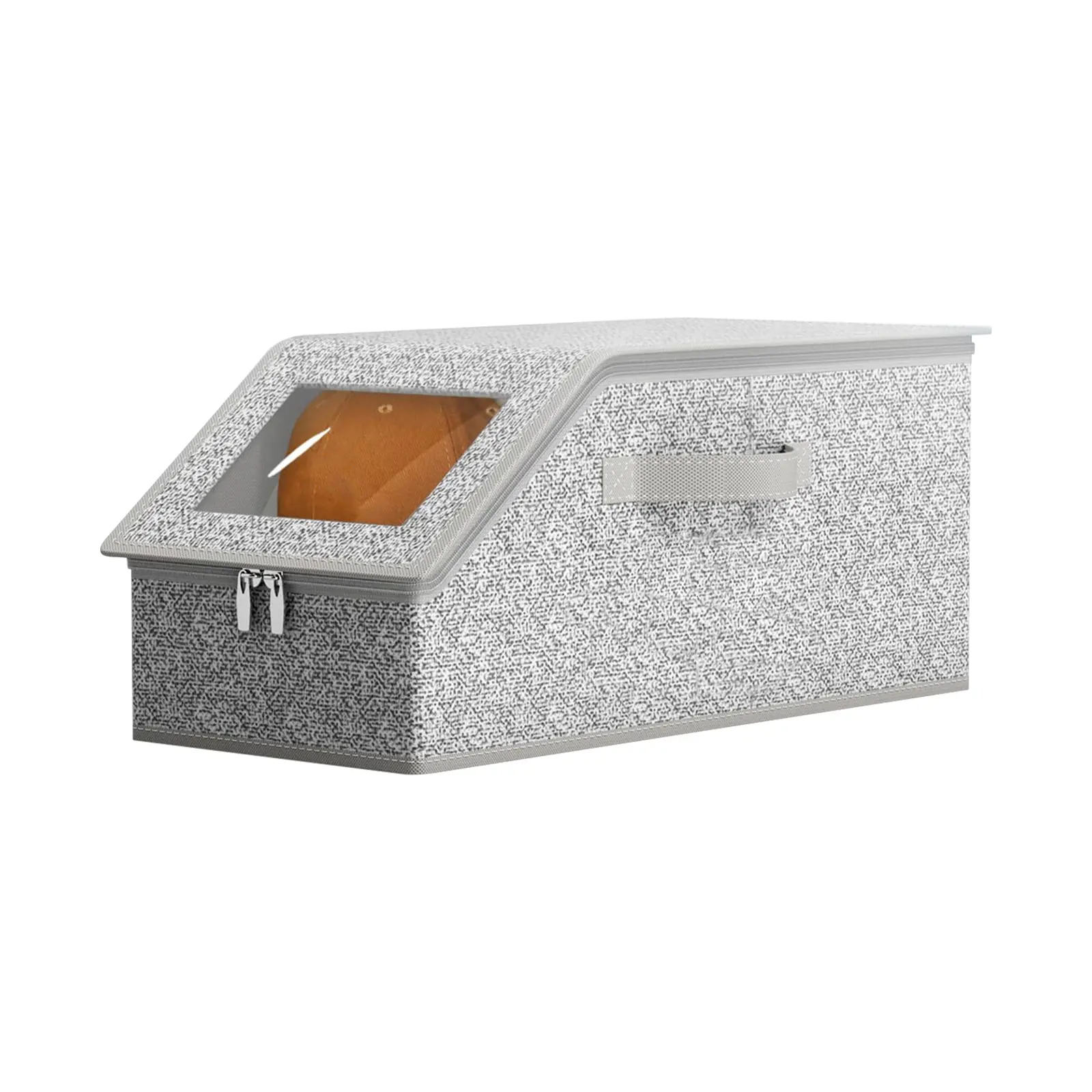 Hat Storage Box with Zipper Closure Dustproof Hat Organizer Large Capacity Stackable Baseball Cap Holder for Closet Shelf Travel Storage Use Space Saving Hat Container for Home Organization Easy Carry Storage Case