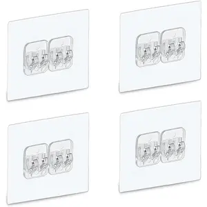 4 PACK Shower  Adhesive Replacement, Shower Shelf Adhesive No Drilling, Adhesive Shower Hooks  Adhesive, Adhesive Hooks for Shower , Soap Holder, and Kitchen Racks (2.4x2.4 inch)
