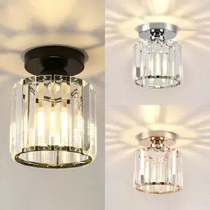 Crystal Ceiling Light, Mini Crystal Pendant Lamp, Modern E27 Base Fixture for Hallway Kitchen Island Dining Corridor Gold Silver Color, Indoor Lighting
